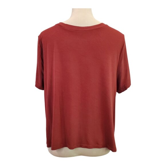 TORRID SZ 1 (14/16 -1X) Super Soft Slub Crew Neck Twist Crop Tee Red - Picture 6 of 10